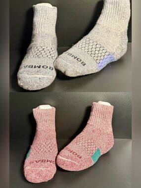 Bombas Girls Socks 2 Pairs * Youth M/L Size 4-6 * Grey/Purple & Pink/Mauve